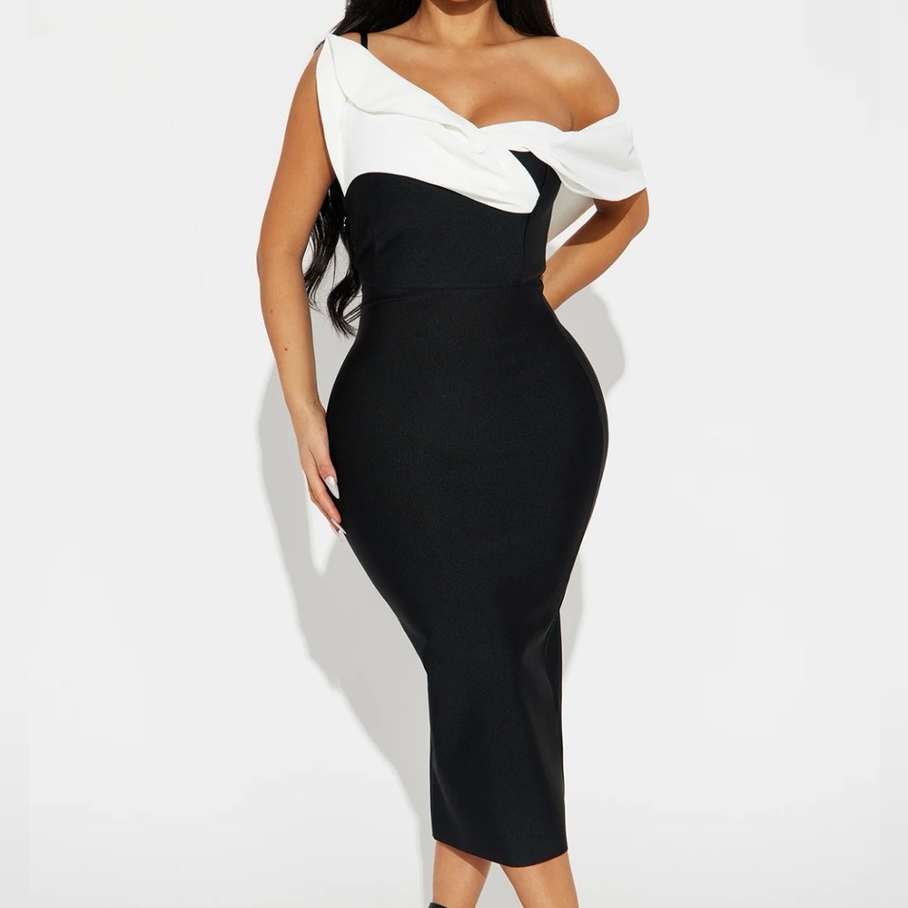 Black and white bandage dress